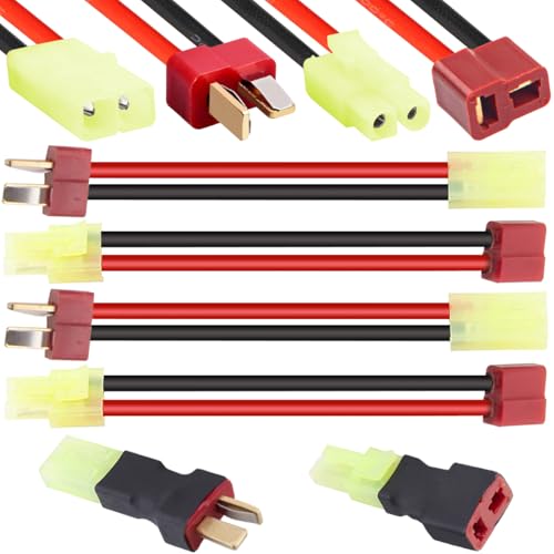 4 Paar T Plug naar Mini voor Tamiya Adapter, T Plug naar voor Mini Tamiya Man 16 Gauge 8cm Draad Connector voor RC Car FPV ESC Controller RC Lipo Batterijlader