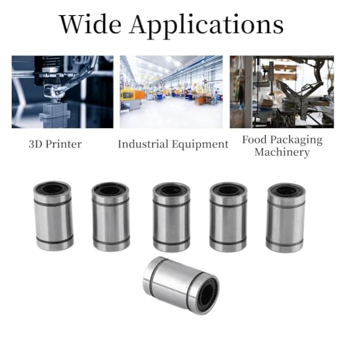 10st LM8UU 8mm Roulement à Billes Linéaire Double Bague Scellée pour Rod 3D Imprimente CNC Vissen 5