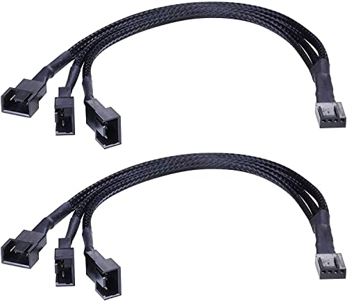 Sea 2pcs Y-Braided PWM Fan Splitter Kabel voor Computer PC Power Cable 4 Pin 1 tot 3 ATX Converter behuizing 4 Pin/3 Pinkoeling