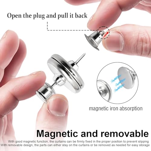 Verpakking van 10 magneten voor gordijnen, 20mm gordijn Magneetronde met Stickers, Rustvrije gordijnen Accessoires, Zilver, voor Slaapkamer, Woonkamer, Eetkamer, Badkamer, Kantoor 3