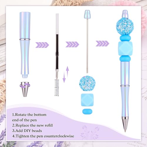 5 st Kralen Pennen met 10 st 1 mm Pen Refill Plastic Kralen Pennen Shank Black Ink Ballpoint Pen voor Pen Making School Office Supplies, Cornflower Blue 4