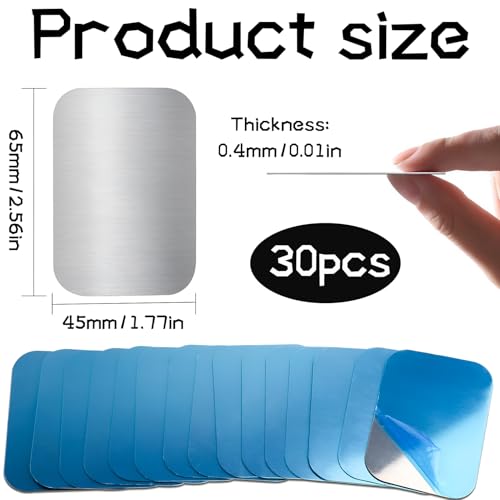 30 stuks Zelfklevende metalen platen Set - Rechthoekig, Zeer dunne plaat voor magnetische mobiele telefoon