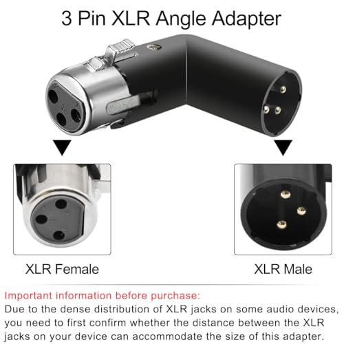 XLR Hoekadapter 3 Pin Dual Man en Vrouwelijke Connector 90 graden verstelbaar 4 verschillende Hoeken Rechts-links Socket voor Mixer Microfoon Audio-apparatuur, 2 stuks