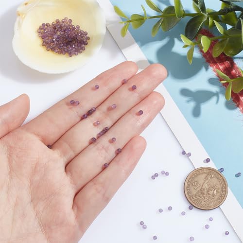 1 Strands ongeveer 181~210st Natuurlijke amethist kralen, 2mm Facet Ronde stenen kralen Losse edelsteen kralen Spacer kralen voor DIY ambachten ketting armband sieraden 3