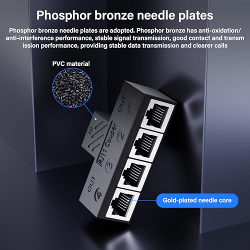 RJ11 koppeling RJ11 vrouw tot 4 vrouw 6P6C Telefoon inline koppeling telefoon uitbreiding adapter voor vaste fax machine (1 tot 4) 5