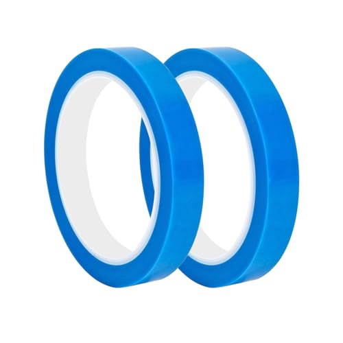 2 Rolls 15mm x 50m Hoge temperatuur PET kleefband, Blue Isolatie Tape voor Elektronica, Circuit Boards, DIY Ambacht