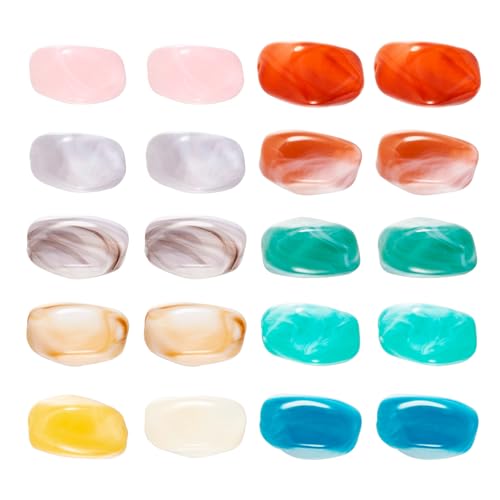 55 st Twist Oval Resin kralen Nuggets gemengde kleur Opaque Spacer kralen onregelmatige hars kralen voor DIY ketting armband oorbellen sieraden Mak