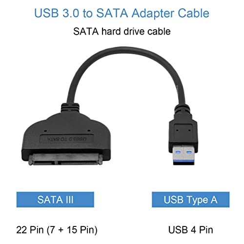 SATA naar USB Adapter Kabel voor 2,5" HDD SSD, USB 3.0 naar SATA III Hard Driver Conversie Kabel voor 2,5" harde schijf en SSD, met Type A naar USB Type C C Connector