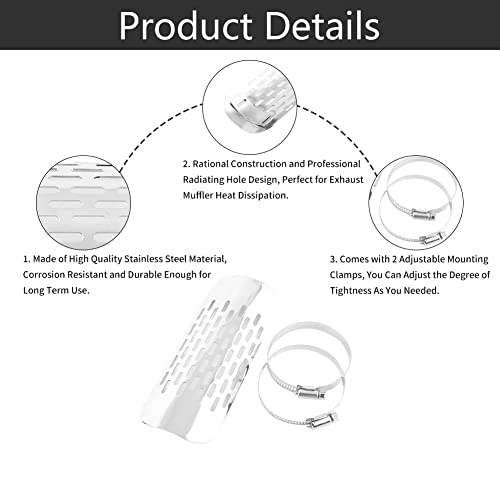 Universele metalen uitlaat hitteschild Automotive, Motorfiets Motorfiets Uitlaatbuis Heat Shield Heat Insulation Cover Heel Guard Heat Protection (Zilver) Heat Shields/Covers 3