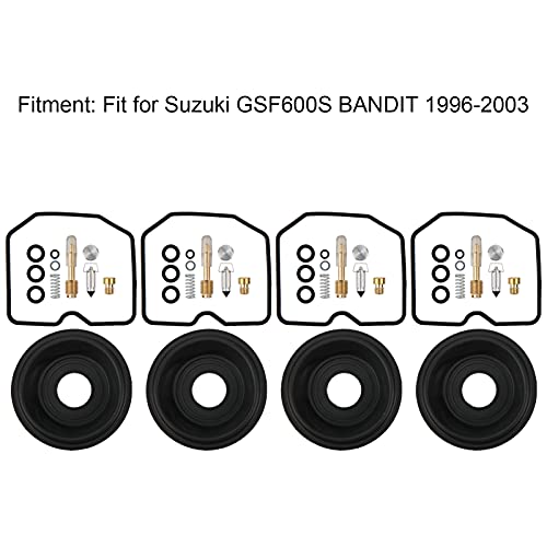 Carburator Repair Kit, 4 sets carburator Reparatie Kit Rubber Carburator Overhaul Metal Geschikt voor GSF600S BANDIT 1996-2003 4