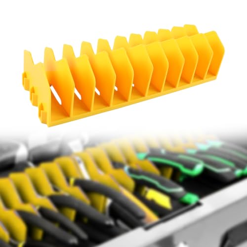 10-Slot Tang Organisator Rack Tang houder en Cutter met Non-Slip Rubber Base, Tray, Tongs Organisator, Geel 5