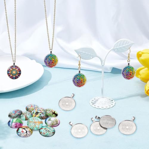 40 stuks hangers, Trays Set, Bezel Hanger, Cabochon Set, Ronde hanger 25 mm, Ronde hanger Pedestal, Zilver Flat Hanger, Trays Kit, voor DIY ambachten, Foto sieraden 4