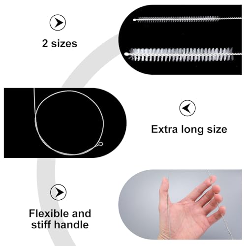 Afvoerborstel, 4 stuks, extra lange roestvrij stalen pijpreiniger, multifunctionele flexibele schoonmaakborstel voor het voeden van buis, schuifdak Tap, Koelkast Drain en Auto (4 stuks) 3