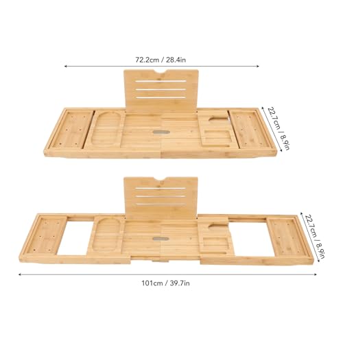 Badkuip Caddy Tray, verstelbare badrek Over de badkuip, Plank, Inklapbaar, Uitschuifbare badrek met Slots voor Boeken 5