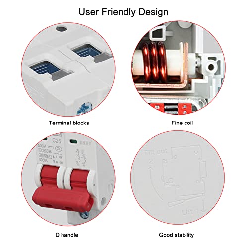 DC Circuit Breaker, DC Disconnect Switch DZ47-63Z-2P 500V 25A voor fotovoltaïsche systemen, thermische magnetische activering, 35mm Din Rail Mounting, PV Disconnect Switch