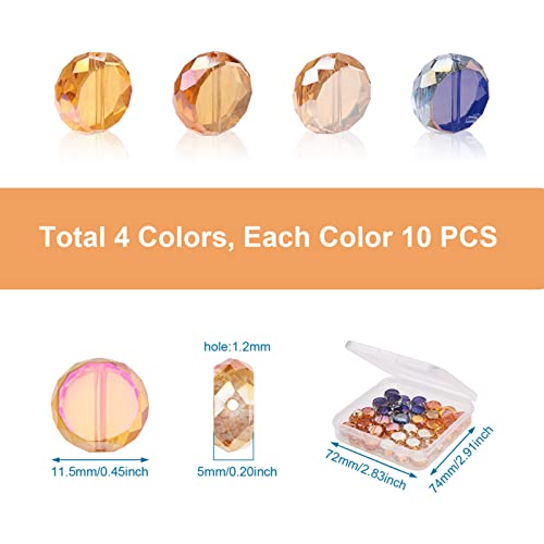 40 st Galvaniseren Glazen Kralen AB Kleur Facet Flat ronde Spacer kralen Crystal Glas Losse kralen voor sieraden maken DIY armband oorbellen 11.5x5m m 4