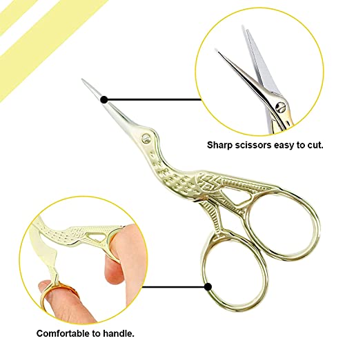 Borduurwerk schaar, Set van 2, Kleine Ooievaars schaar, Roestvrij stalen schaar voor ambachten, Naaien met Faux lederen schaar Hoes 5