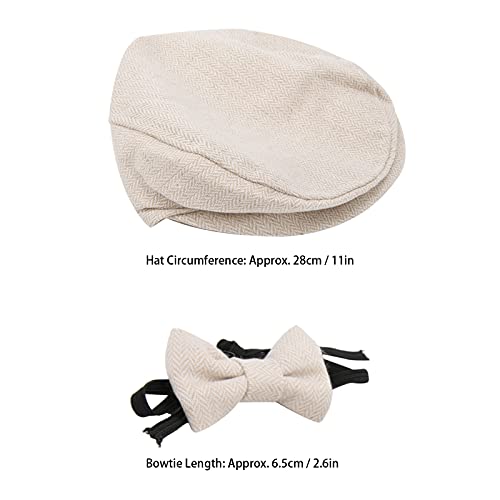Flat Cap Gentleman Hat Bowtie Photography Prop Pas geboren Baby Fotografie Props Hat met Bow Tie Set(Beige), beige 5