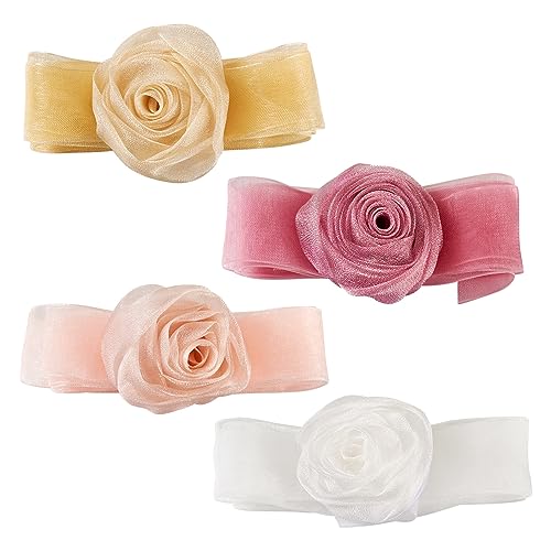 Kleding Bloem Collar Choker Zachte Stof Rose Choker Tie Bloem Ketting Choker voor vrouwen bruid bruiloft partij zomer bloemengordel