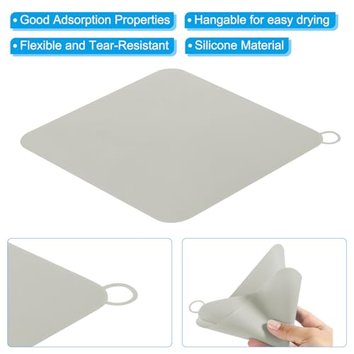 Siliconen Vloer Drain Anti-Odor Mat, 2st/1 Set Douche Drain Stopper Vierkante Siliconen Vloer Drain Hoes voor Keuken Badkamer, White Grey 3