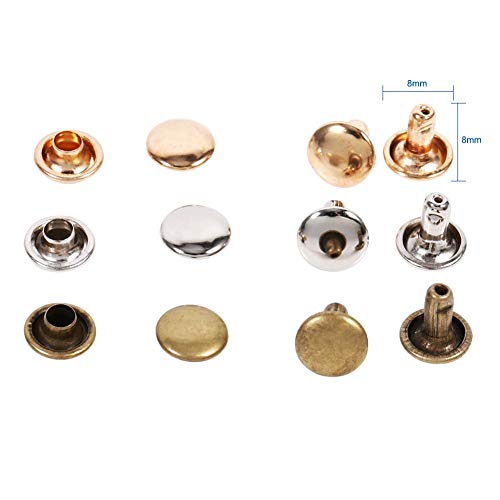 3 kleuren, 100 st Dubbele sluiting Rivets, Metalen Rivets, DIY Craft, 8 x 8 mm (Antique Blue)