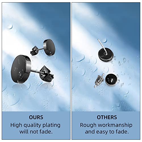 Zwarte Stud oorbellen 5 paar 4 mm - 8 mm roestvrij staal ronde Stud Oorbellen Unisex Zwarte Oorbellen voor mannen Vrouwen Roestvrij staal, Roestvrij staal 3