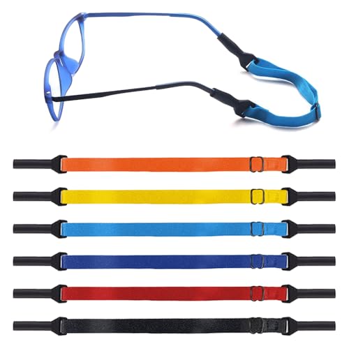 6 stuks verstelbare glazen band, nek koord glazen houder kleurrijke elastische zonnebril band non-slip sport glazen houder universele glazen band voor kinderen volwassen, multicolor, S, multicolour