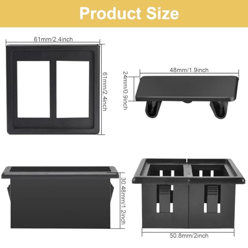 2 Sockets Rocker Switch, Panel Housing, Black Toggle Switch, Montagepaneel met Rocker Switch Cover voor voertuigen, boten, auto's, SUV, ATV