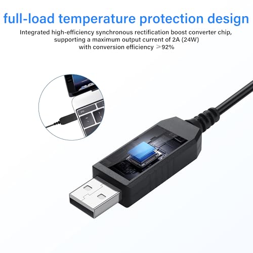 DC Boost Cable - 3 Pack USB 5V to 12V Step-Up Converter, USB 2.0 Plug to Bare Chargers - Geschikt voor camera's, Mini Speakers etc. (0,9 m) 3
