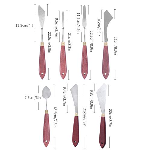 7 Stuk roestvrij Stalen palet Mes mengen Spatula Set voor het mengen van olie en acryl