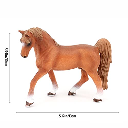 Miniatuur Paardfiguren, Plastic Horse Speelgoed, Simulatie Bruin Paard met Rijder Figuur en Zadel, Verwijderbare Dieren Figuur Verzameling, Model Speelgoed, 12 x 13 cm
