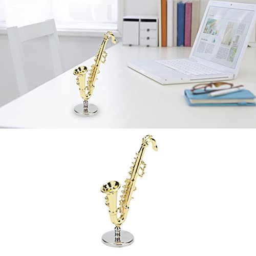 Poppenhuis Saxofoon, Poppenhuis Saxofoon Mini 1:6 levendige prachtige miniatuur muziekinstrumenten met basis voor kinderen speelgoed decoratie geschenk 5