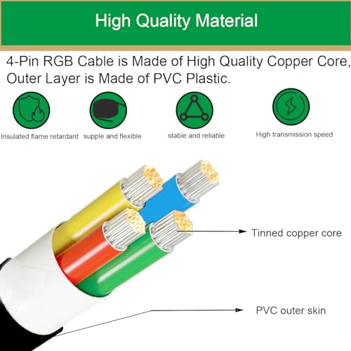 4 Pin RGB Extension Kabel met 4 Pin 12V Man/Vrouw Adapter Kabel voor LED Strips, Computer Fans, Moederborden (3 Kabels Man, 3 Vrouw) met 6 Pack 4 Pin 3