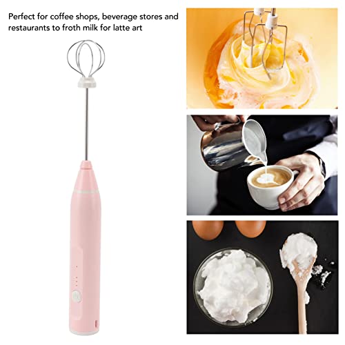 Mini Draadloze Elektrische Stirrrer Multifunctioneel Egg Beater met 3 modi en 2 Egg Beater Heads voor Melk Koffie (Roze) 3