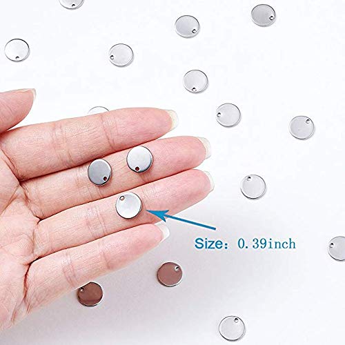 200 stuks roestvrij staal blanco hanger 10 mm platte ronde sieraden maken hanger 3