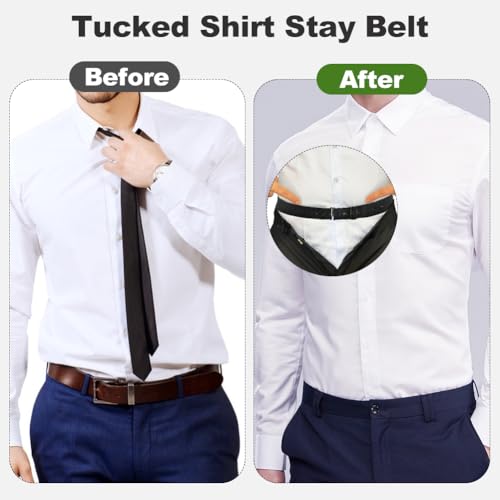 Overhemd voor heren 2 stuks Elastische verstelbare riem voor zaken, kantoor, bruiloft, dagelijks dragen 3