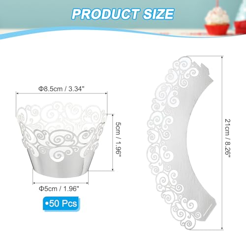 Cupcake Wrappers Papier, 50 stuks bakbekers Standaard Cloud Decoratie voor verjaardag, bruiloften en partijen, Reflectief Zilver