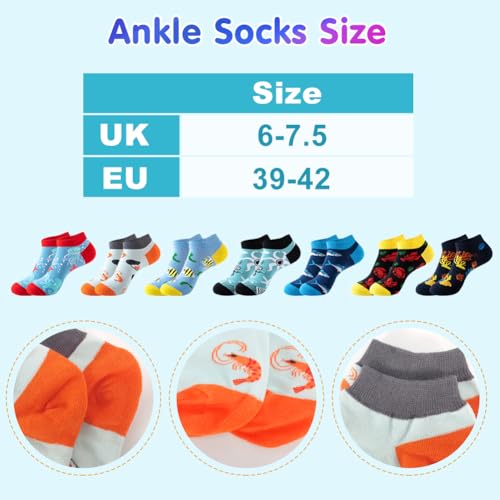 Vrouwensokken Katoen 7 Paren Weekly Grappige Sokken met Zee Dierenpatroon Comfortabele Katoenen Sokken voor Vrouwen, Maat 39-42, Multiverpakking, Kleurrijk, 39-42 EU, kleurrijk 3