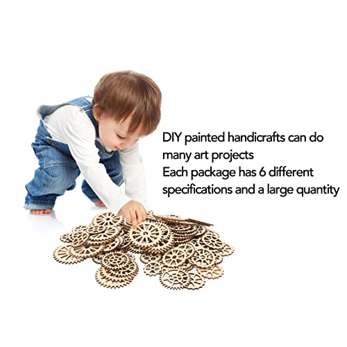 Houten uitrusting Trims Gears decoreren hout Chips decoratie 120 stuks samengesteld hout handwerk versieringen 3