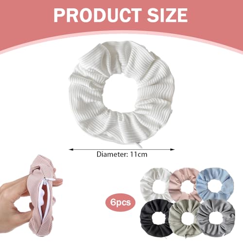 6 stuks verborgen zakhaarband Grote haarband Accessoires Kleurrijke Elastische Verborgen Pocket Hair Bands met rits voor het plaatsen van sleutels Kleine items voor vrouwen meisjes Cadeau