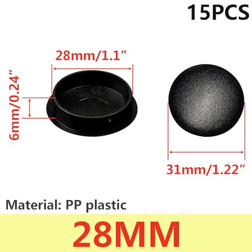 Verpakking van 15 28 mm zwart plastic gat stops meubelkast