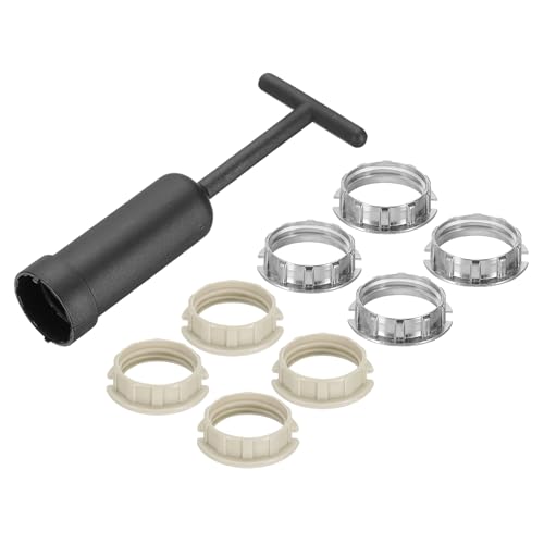 G9 Lamphouder Ringset, Lamphouder Adapter 8 Plastic/Zinc Legering Ring Vervanging met Lampschade Halsband Ring Removal Tool 125mm Wit/Zilver