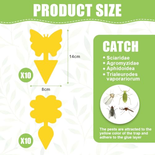 Sticky Flytraps, 20 stuks Yellow Flycatchers, Yellow Sticker Effectief voor Vliegende Insecten Gemengde Vorm