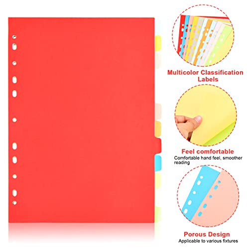 5-pack kartonnen tabbladen A4 12-delige, tabbladen registreren voor mappen A4, recycleband register DIN A4 breed 11 gaten geperforeerd, 12 tabbladen scheiding register 1-12 voor schoolkantoor huis, 150 3