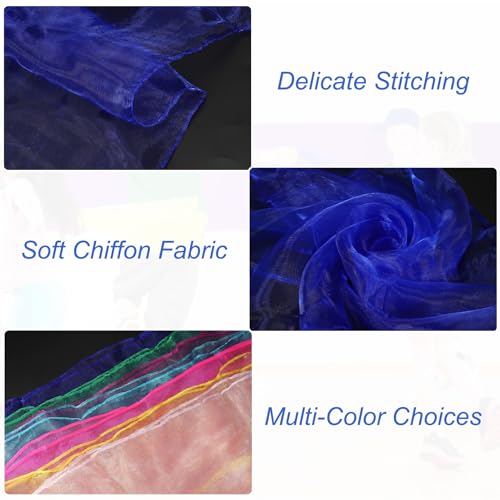 Danssjaals, 24 stuks vierkant jongleren sjaals 61 bij 61 cm voor het spelen van magische muziek activiteit jongleren jurk, blauw 3