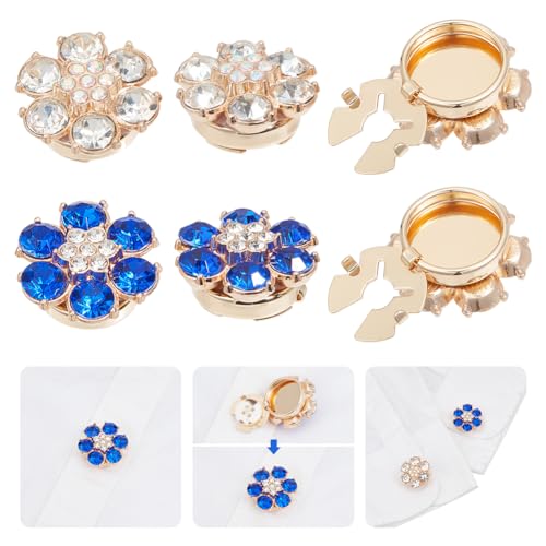 4 Covers Rhinestone Buttons Covers Afneembare Naaiknoppen 2 Kleur met messing Accessoires voor vrouwen Blouses Mannen Overhemden Kleding Decoratie 2.2 x 2.2cm