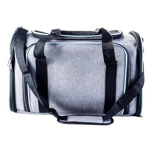 Uitbreidbaar Reismandje voor Cat, Kitten, Puppy Uitbreidbaar Reismandje voor Katten - Reizen Vriendelijk met Fleece Bed (Grey Blue)