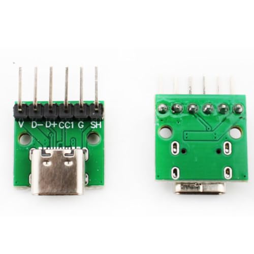 10st USB C Breakout Board naar DIP PCB Adapter Breakout Test Board met gebogen, Pin 2.54mm Pitch, 16 Pin 3.1 Type C tot 6P DIY Converter 4