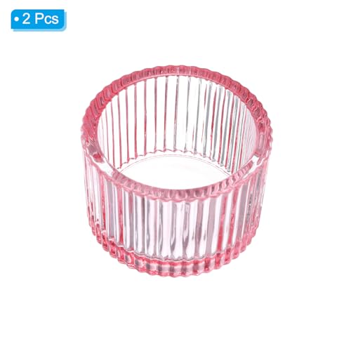 2Stuks Theelichte Kaarshouder, Theelichte Kaarshouder Glazen Votive Kaarsenstokjes Glazen Kaarsenstokjes voor Tafel Centerpiece Decor Bruiloft Dinner Party, Roze 3