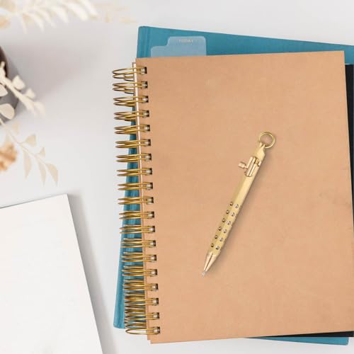 Metalen Messing Business Ballpoint Pen 1mm Handtekening Retro Ballpoint Pen Creativiteit Bolts met 5 Verwisselbare Refills, Zwarte inkt voor Gift, Office, School 5